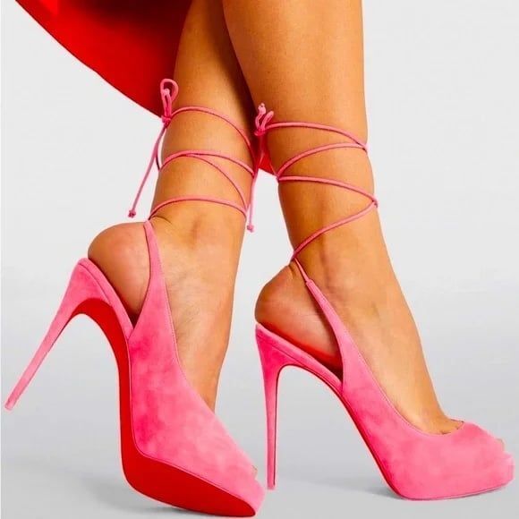 Christian Louboutin LACE UP 120 Suede Platform Heels Sandals Shoes 38 $995 - Picture 2 of 10